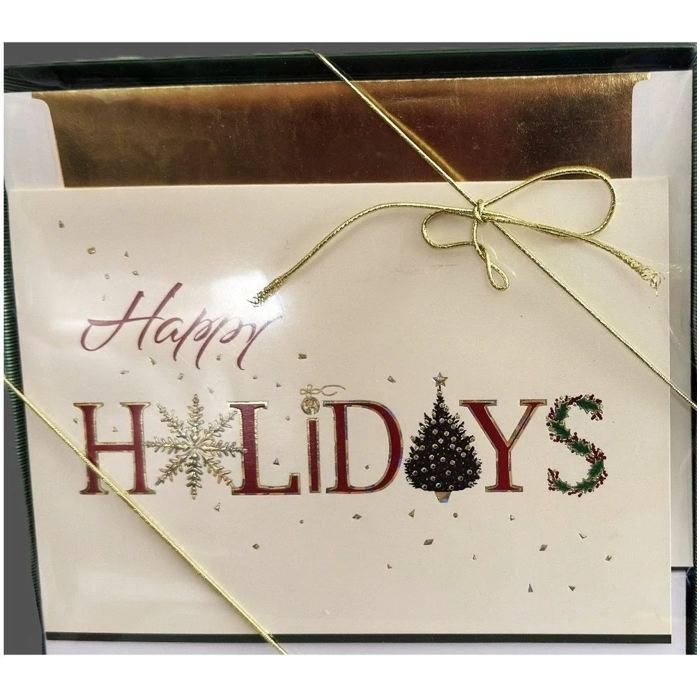3 Boxes - 54 Deluxe Red Gold Snowflake Merry Christmas Cards Lined Envelopes NOS